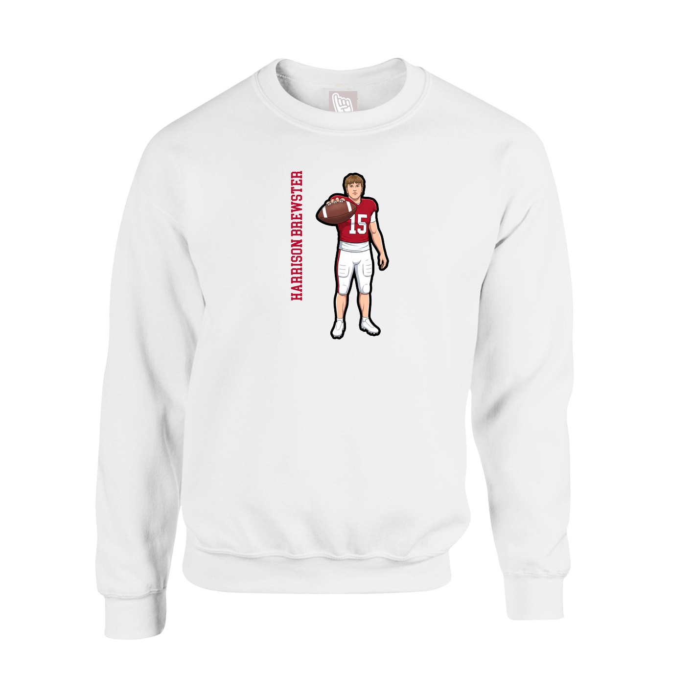 Fleece Crew — Name Vertical in White
