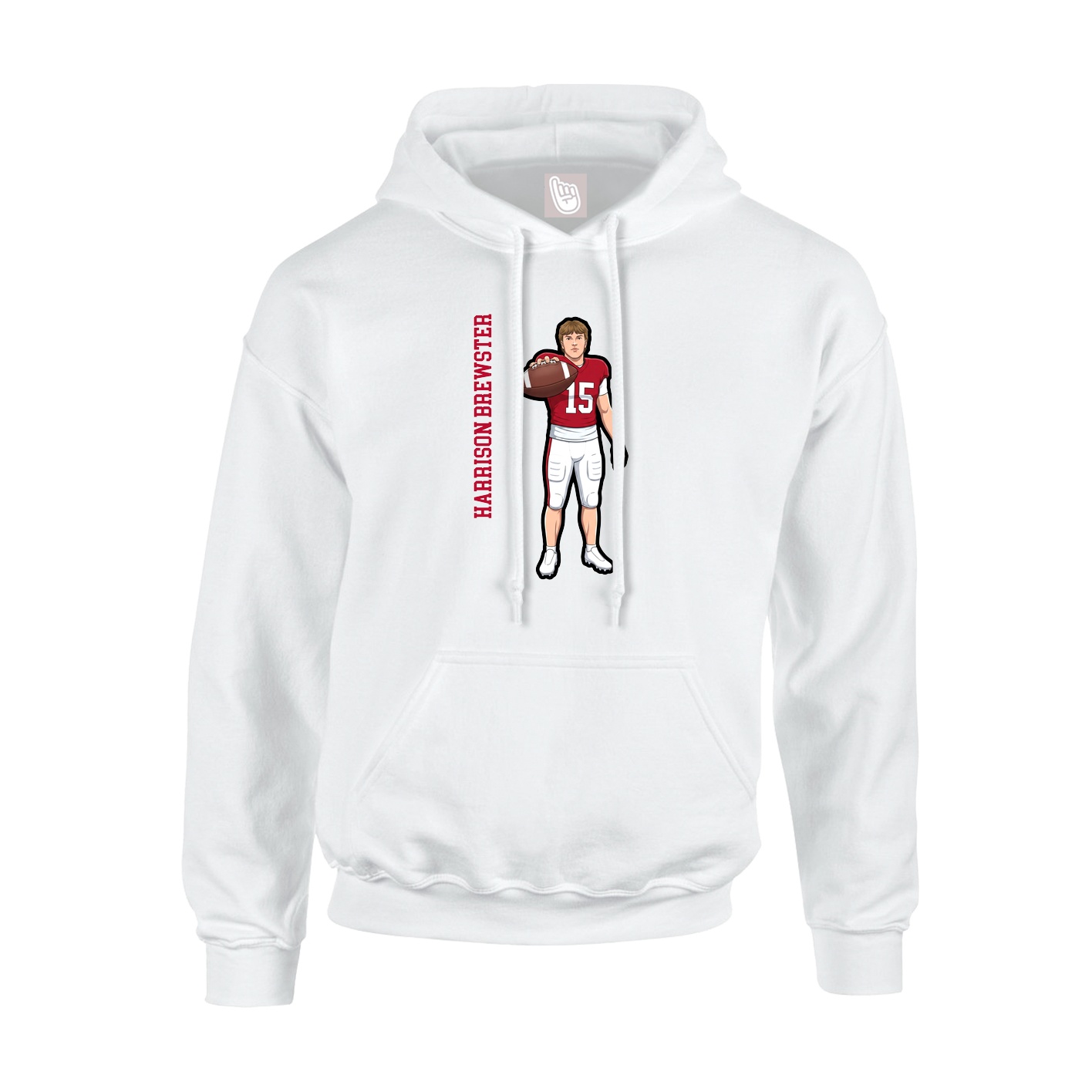 Youth Hoodie — Name Vertical in White