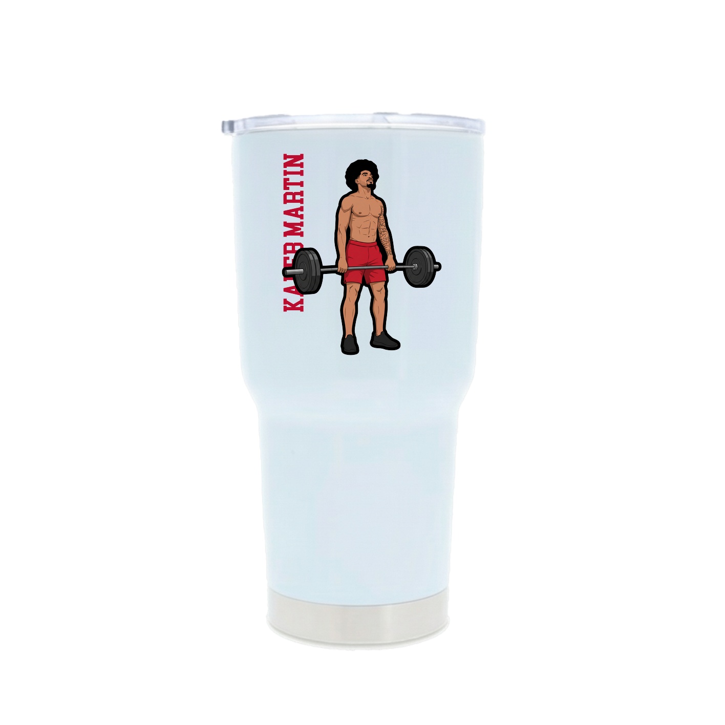 30oz Stainless Steel Tumbler — Name Vertical in White