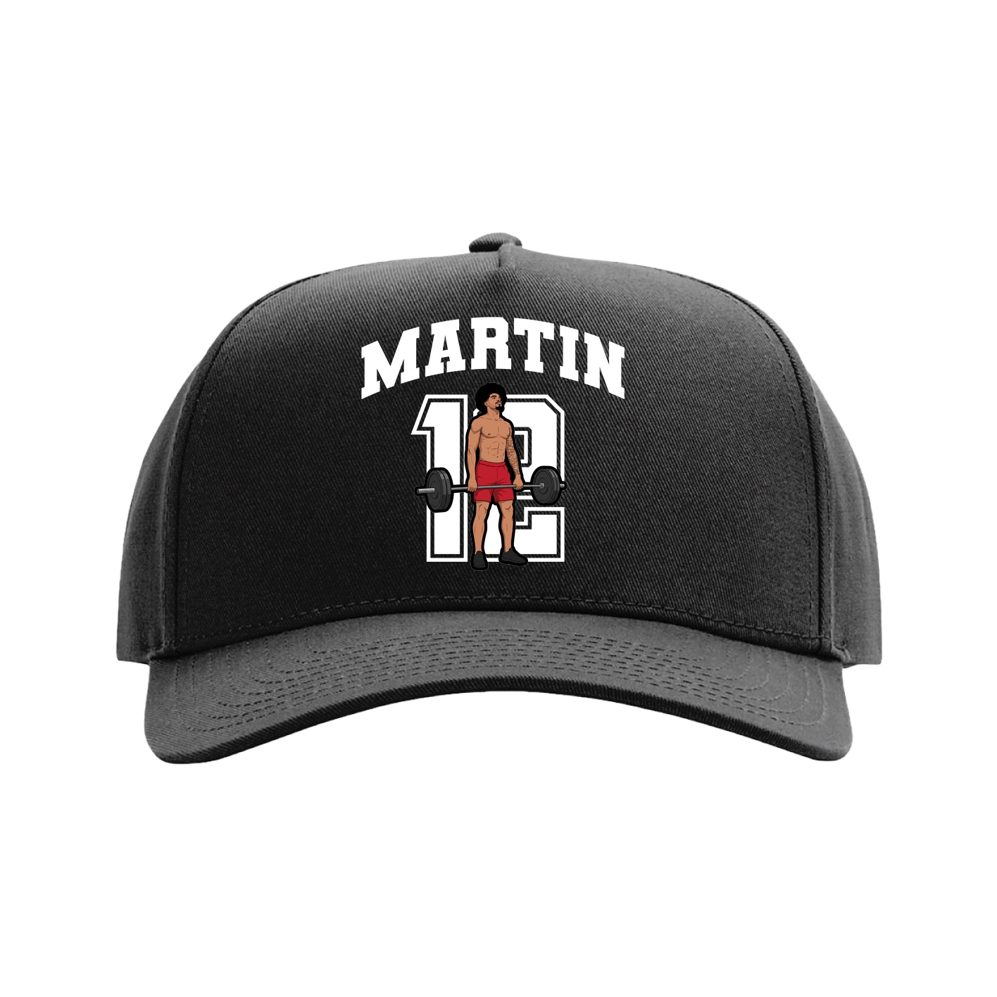 Full Fabric Five-Panel Champ Cap — Number in Black