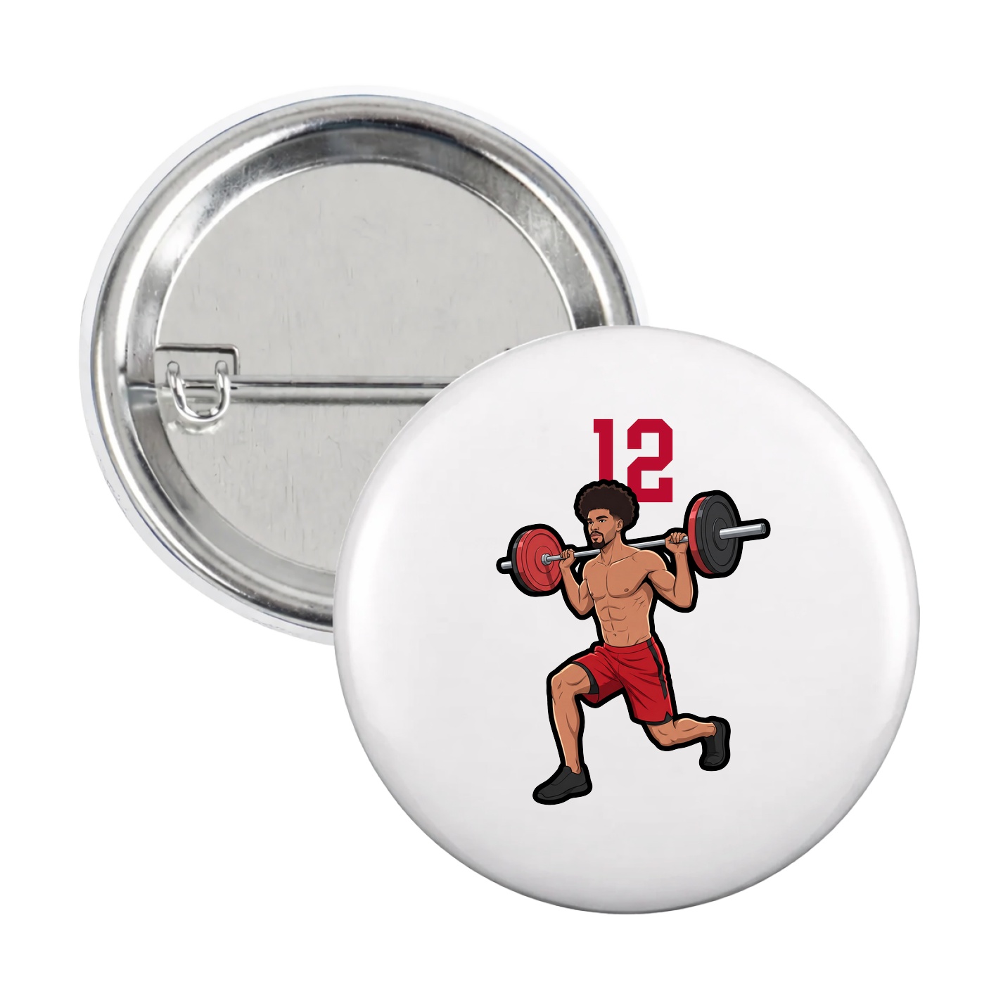 Game Day Button — Number Top in White