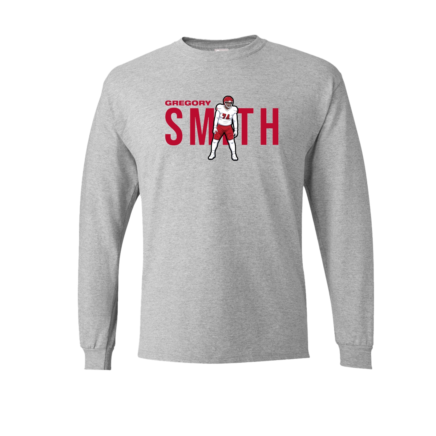 Long Sleeve Tee — Player Name in Grey