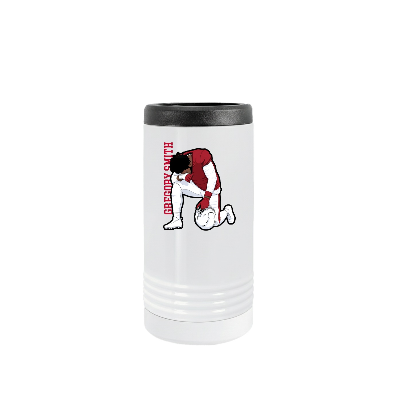 Slim Beverage Holder — Name Vertical in White