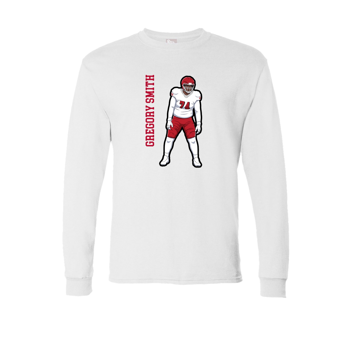 Long Sleeve Tee — Name Vertical in White