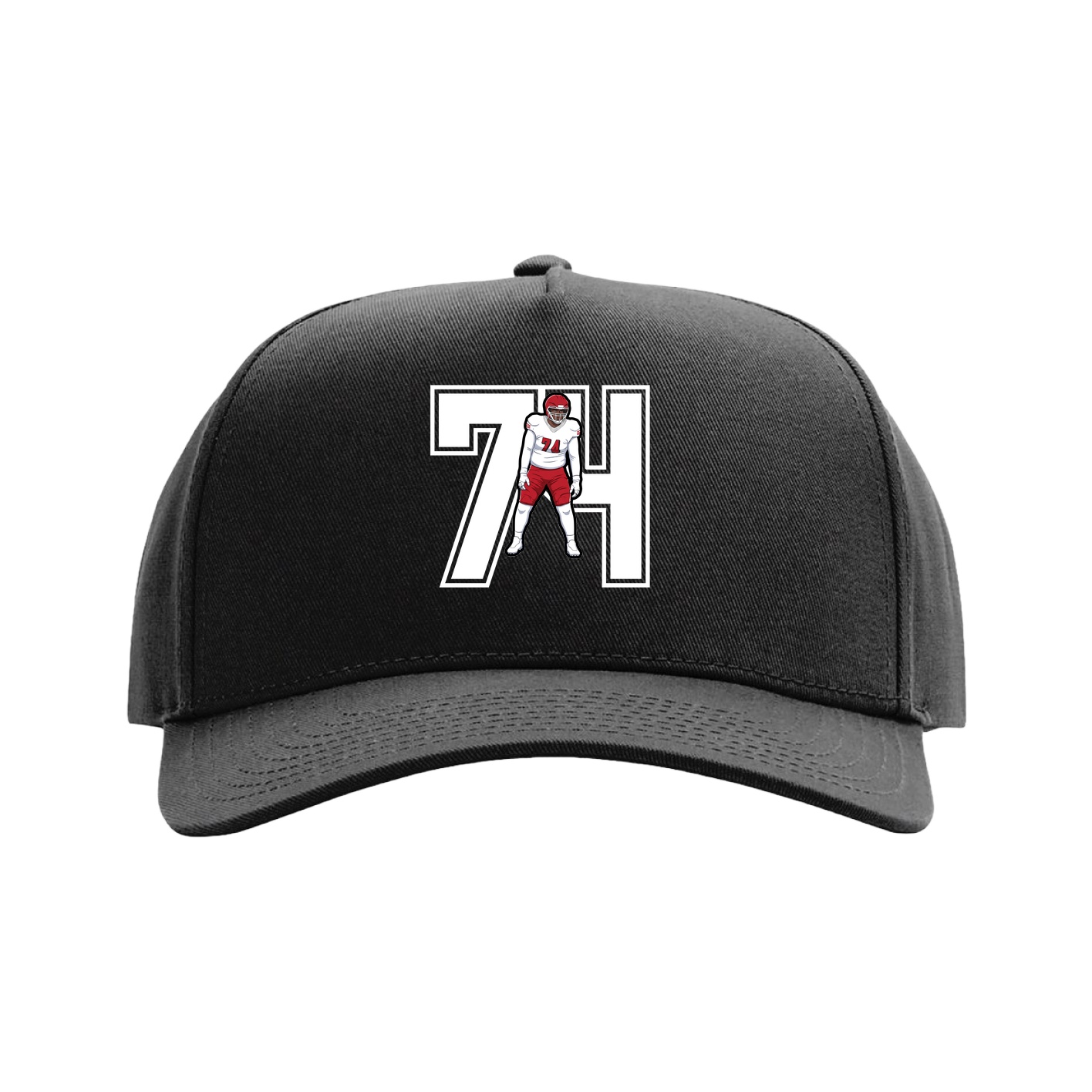 Full Fabric Five-Panel Champ Cap — Number in Black