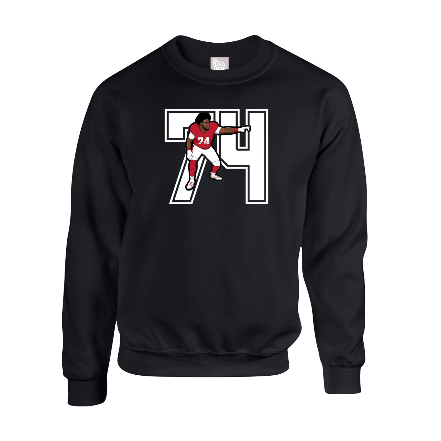 Fleece Crew — Number in Black