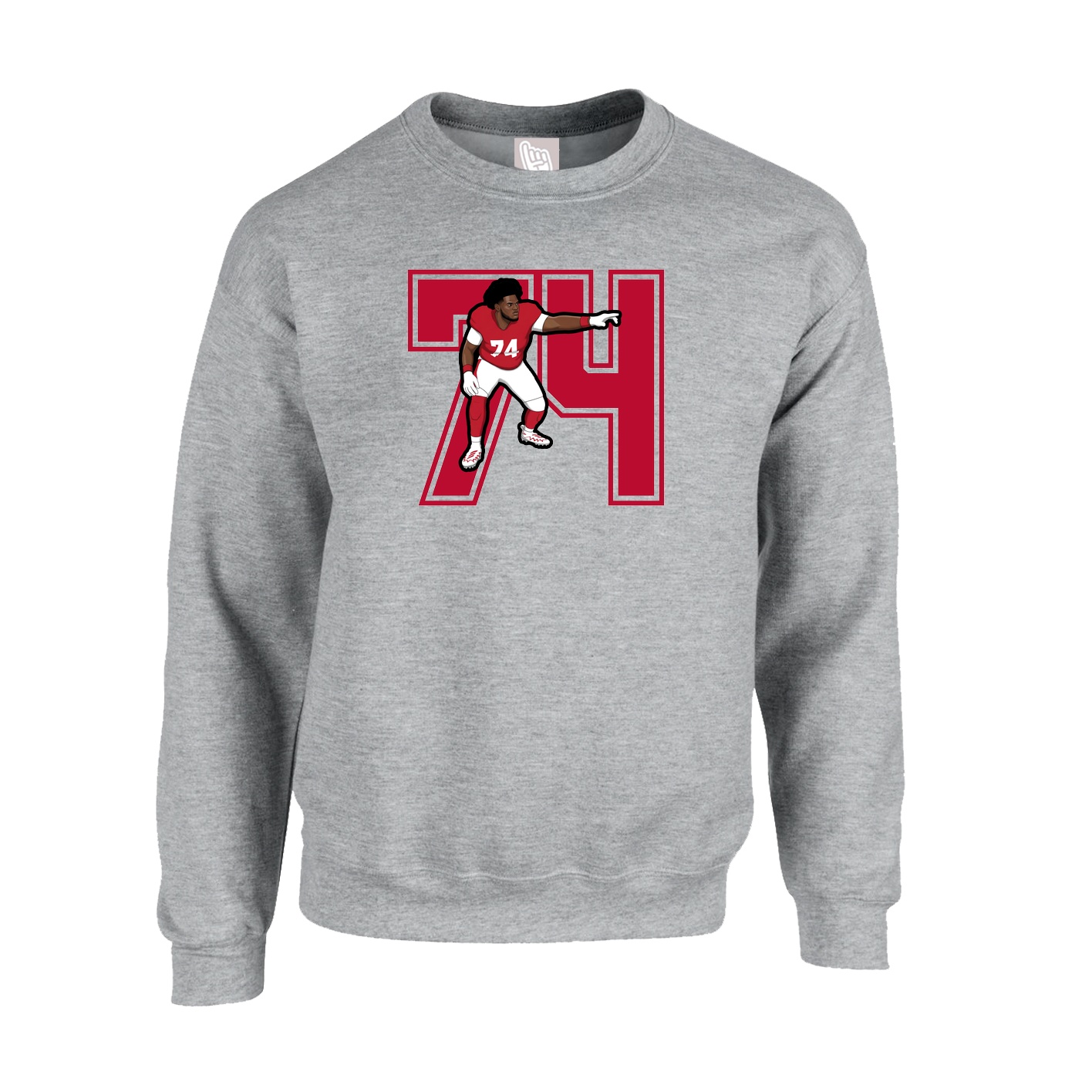 Fleece Crew — Number in Grey