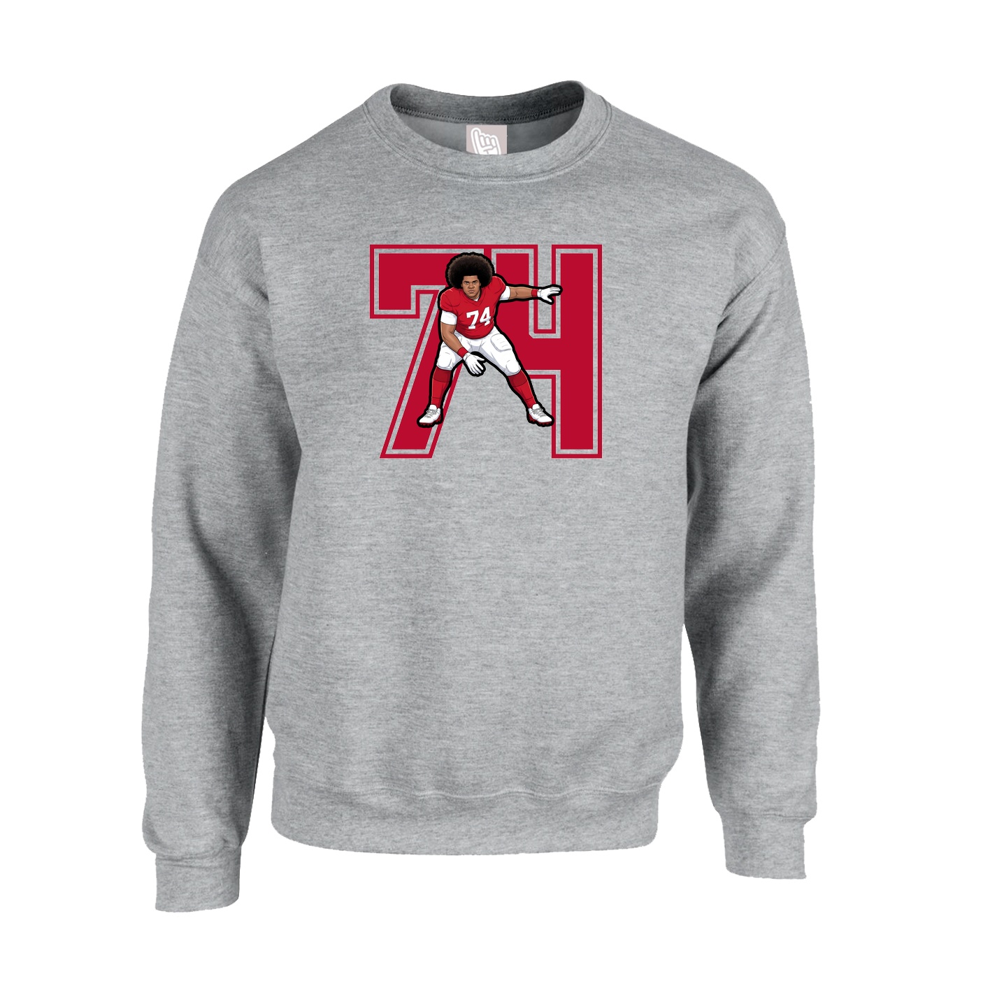 Fleece Crew — Number in Grey
