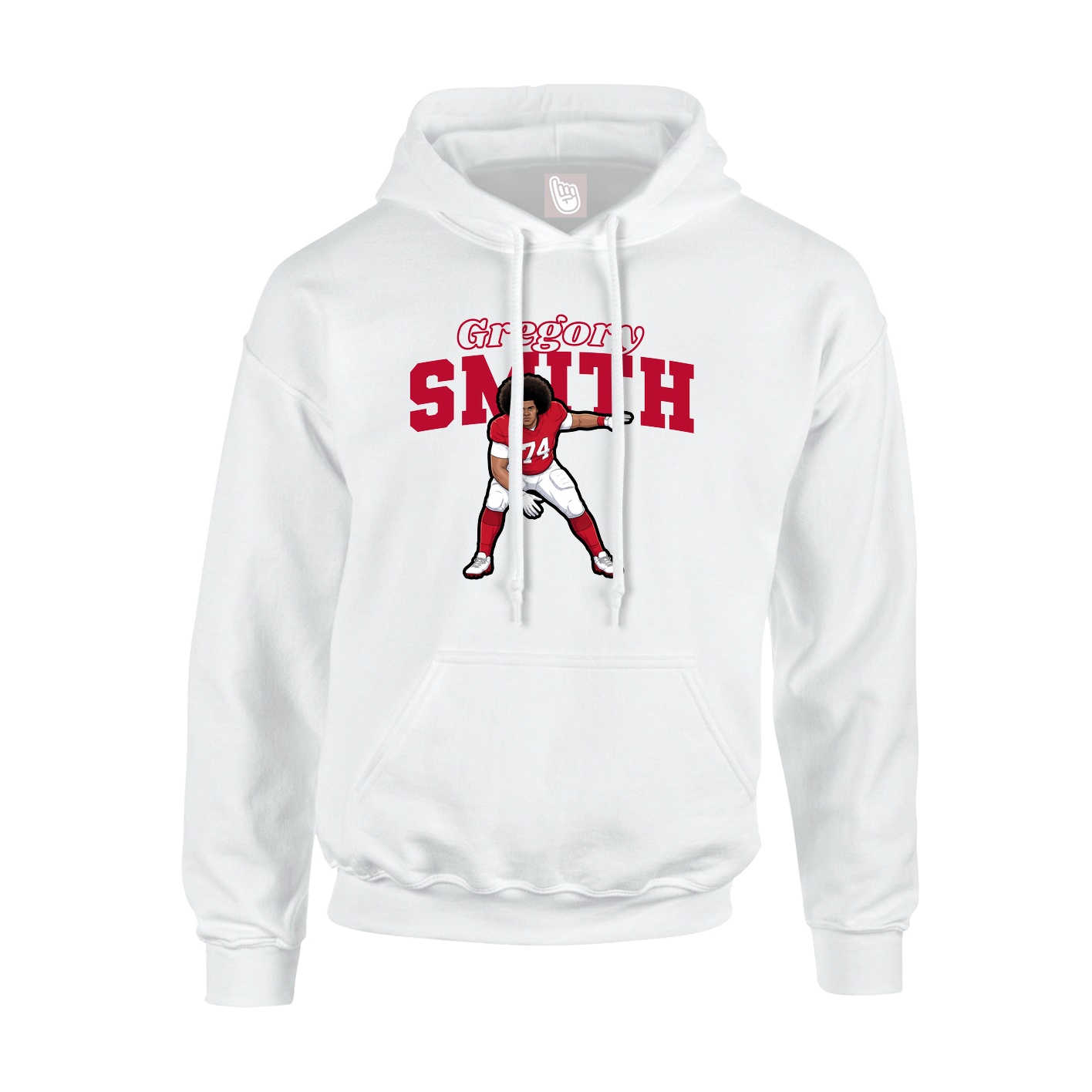 Youth Hoodie — Name Arch in White