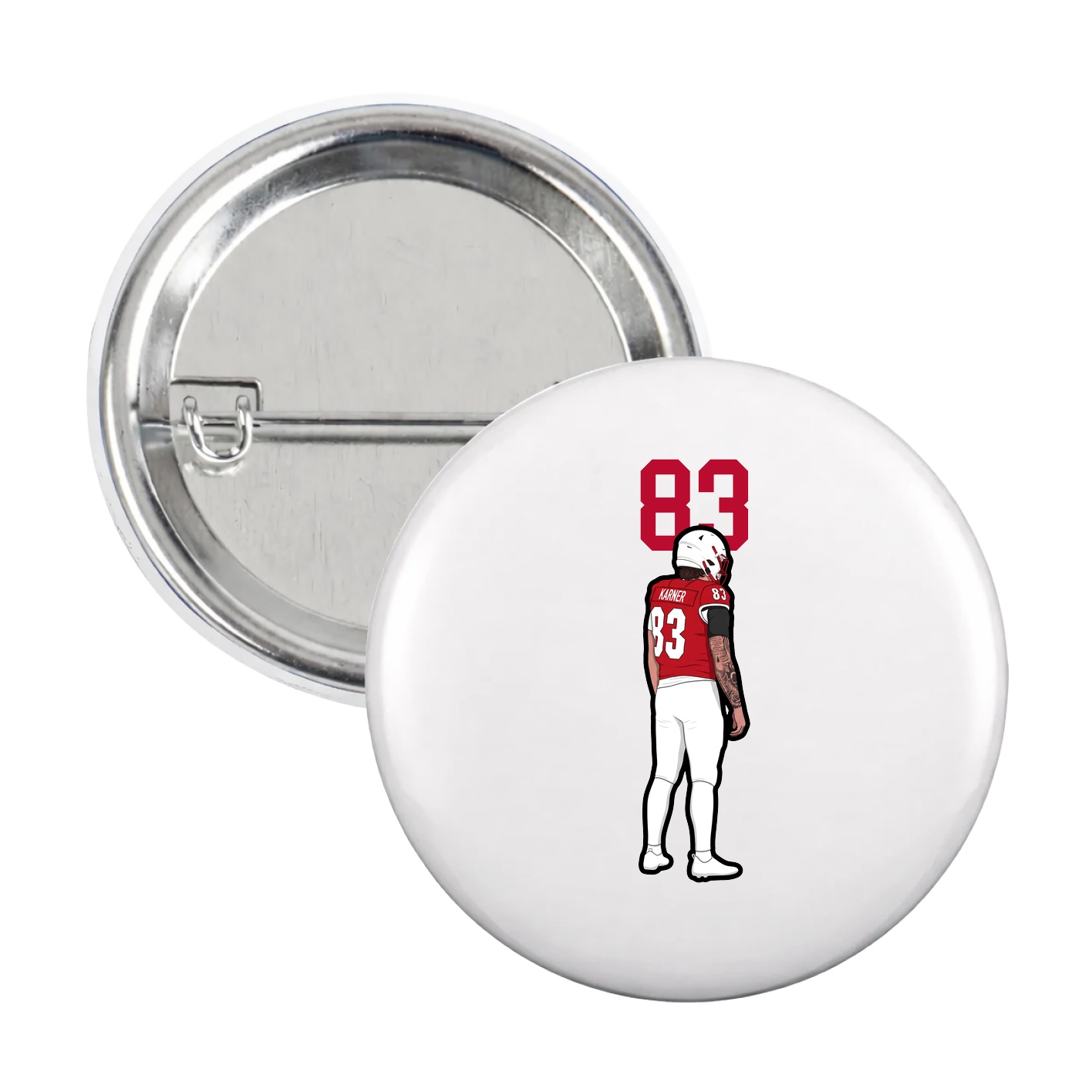 Game Day Button — Number Top in White