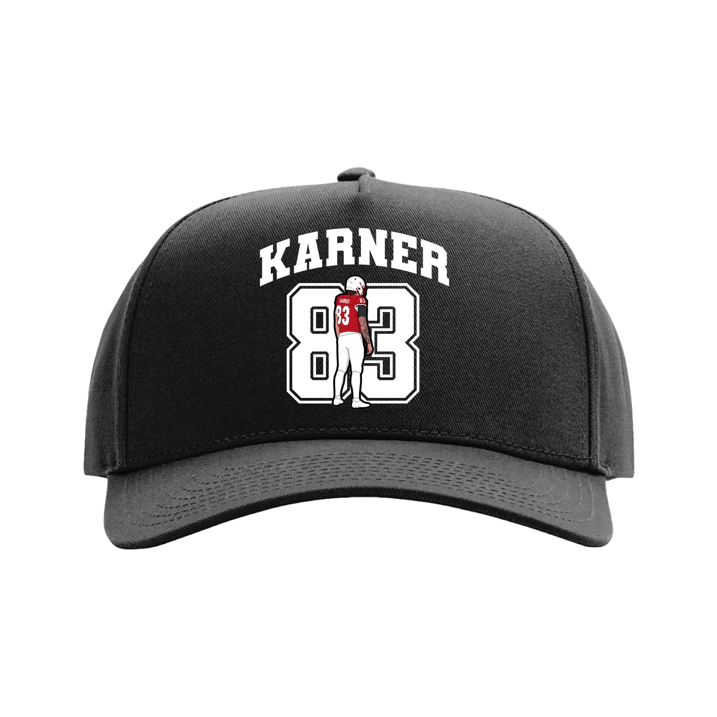 Full Fabric Five-Panel Champ Cap — Number in Black