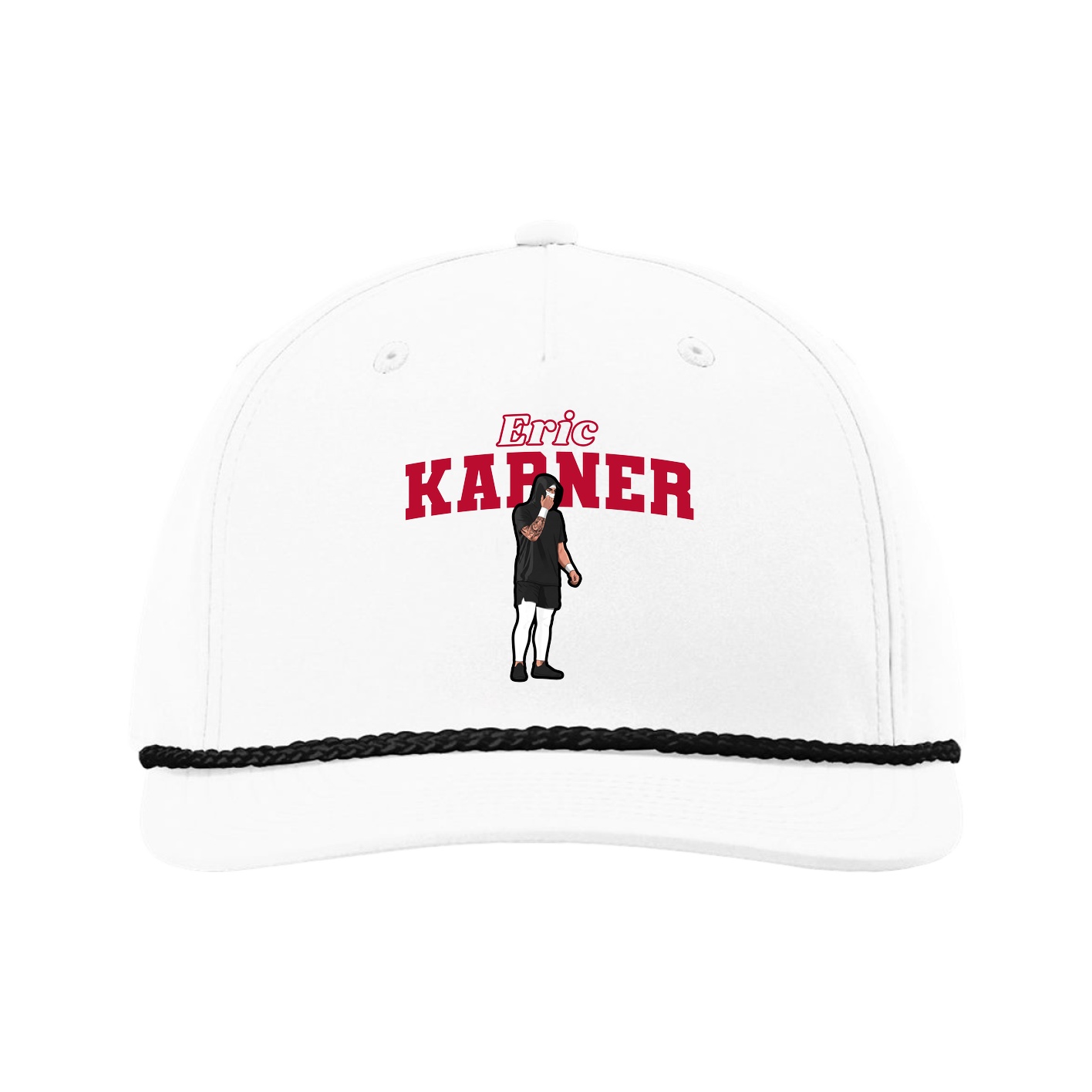 Five-Panel Classic Rope Cap — Name Arch in White