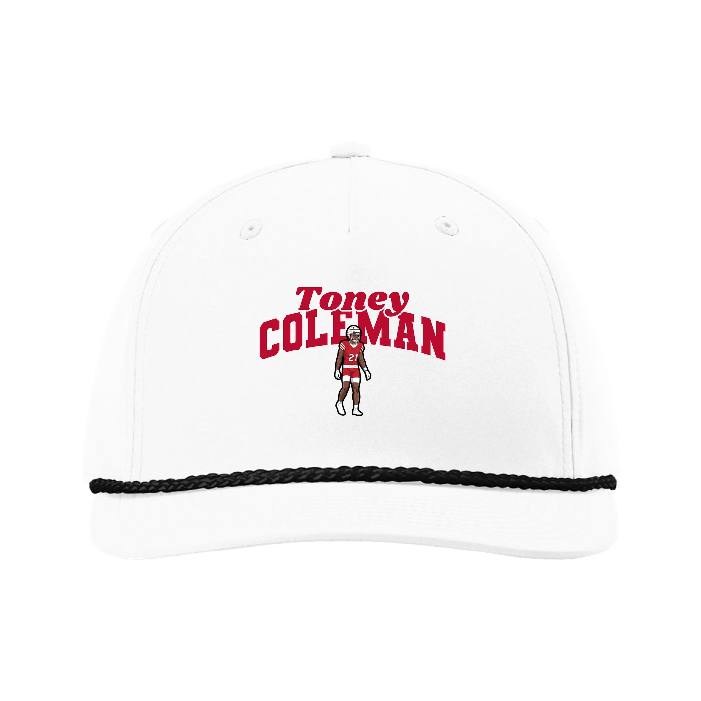 Five-Panel Classic Rope Cap — Signature Arch in White