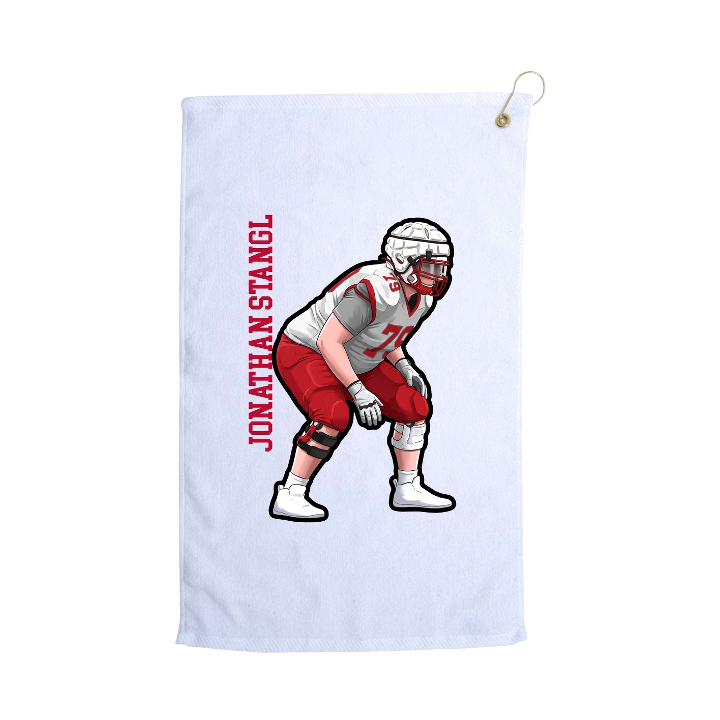 Golf Towel — Name Vertical in White