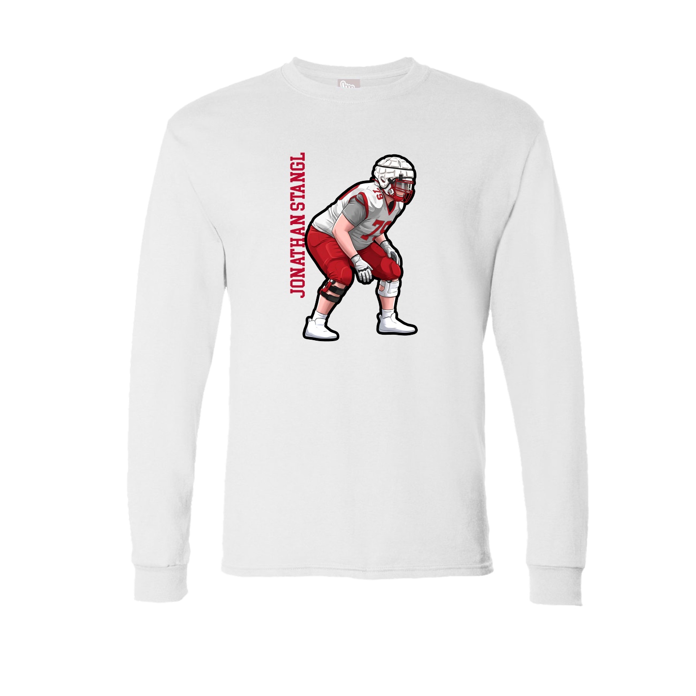 Long Sleeve Tee — Name Vertical in White