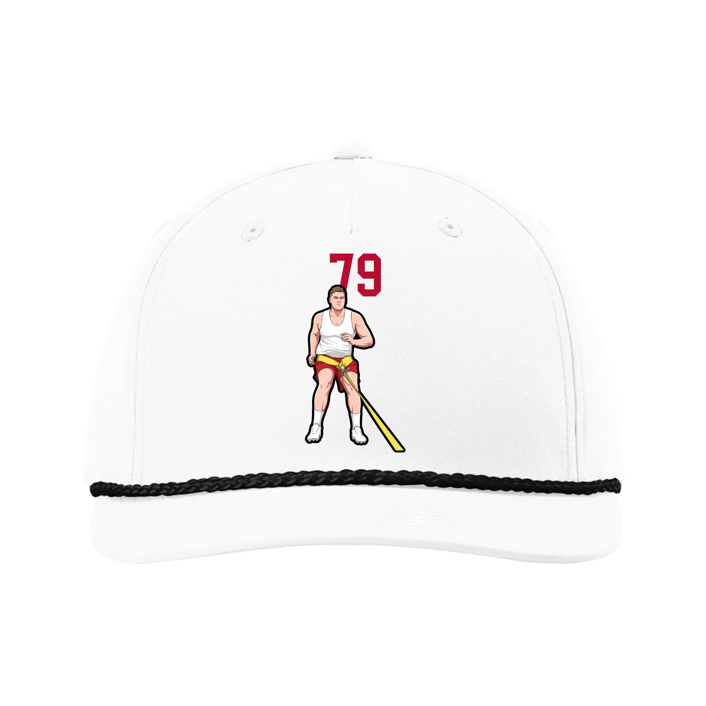 Five-Panel Classic Rope Cap — Number Top in White