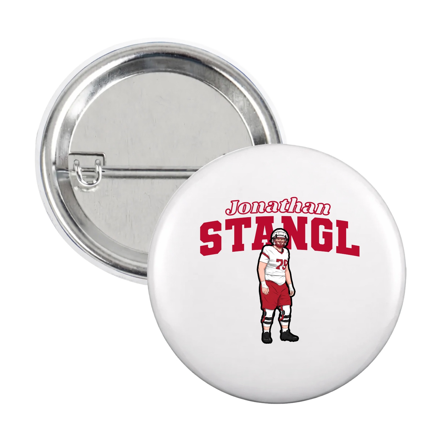 Game Day Button — Name Arch in White