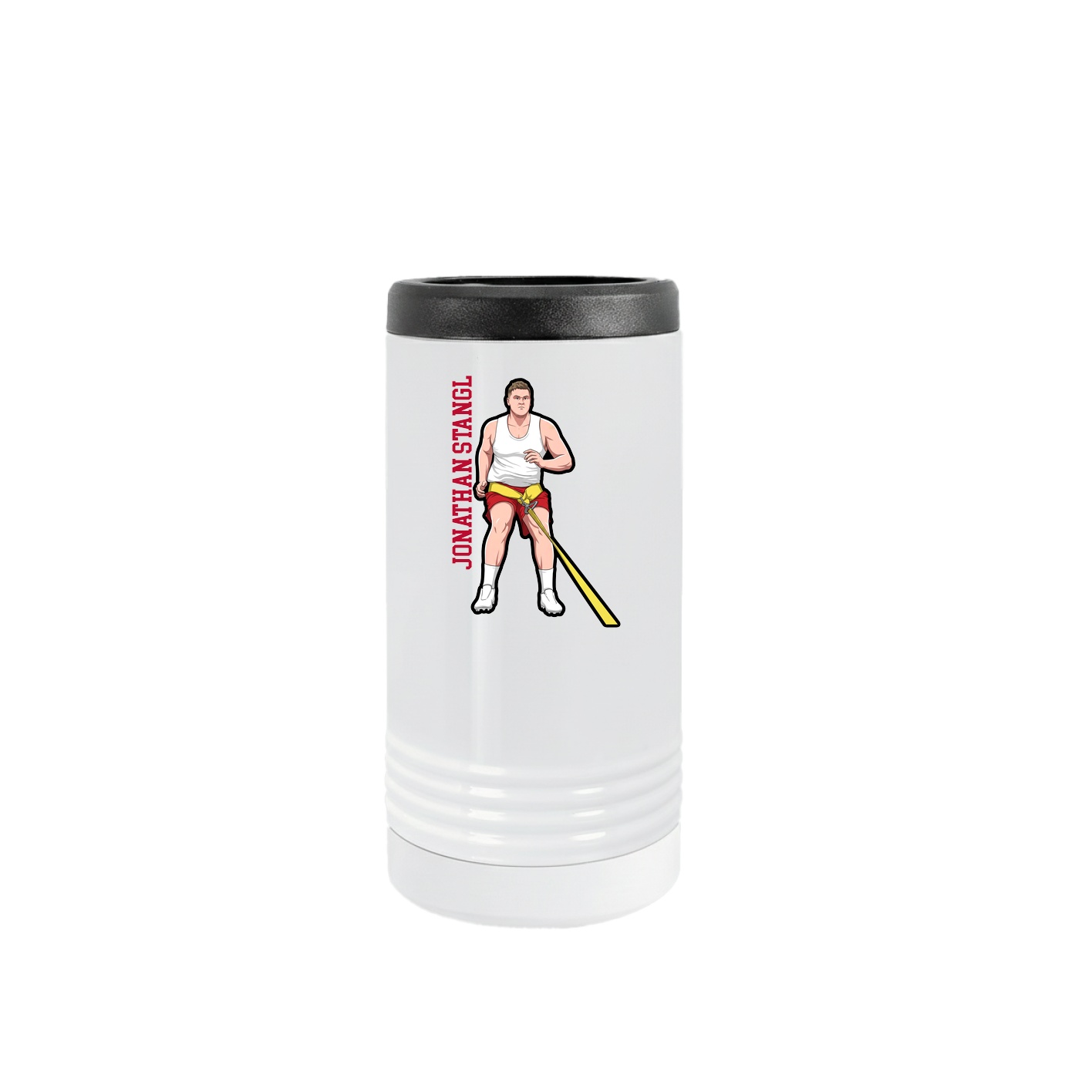 Slim Beverage Holder — Name Vertical in White