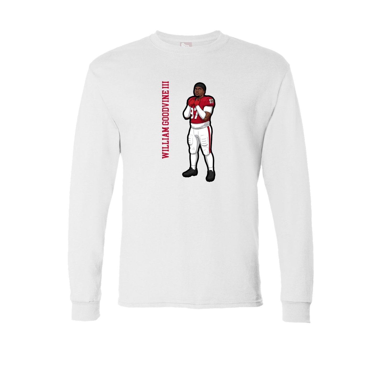 Long Sleeve Tee — Name Vertical in White