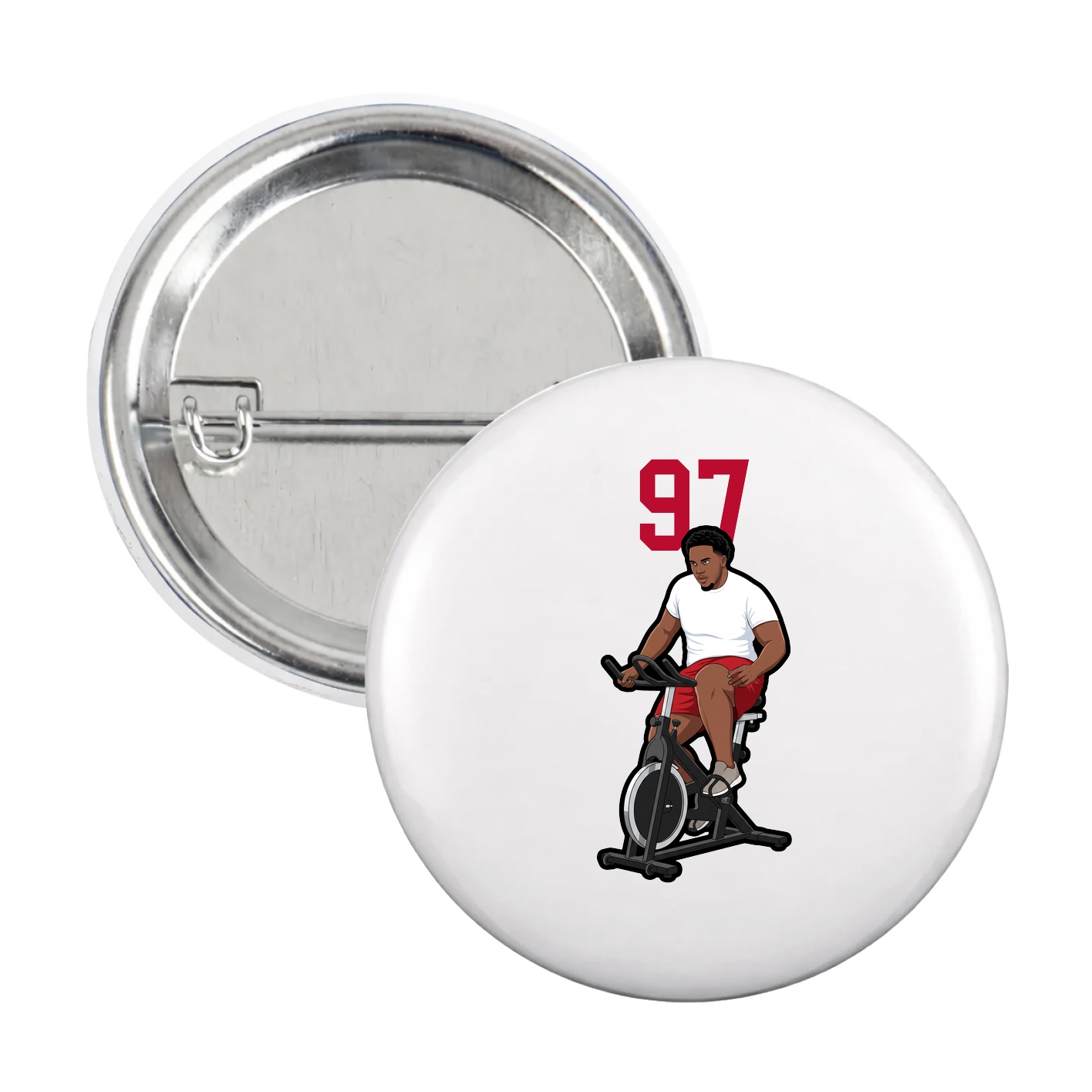 Game Day Button — Number Top in White