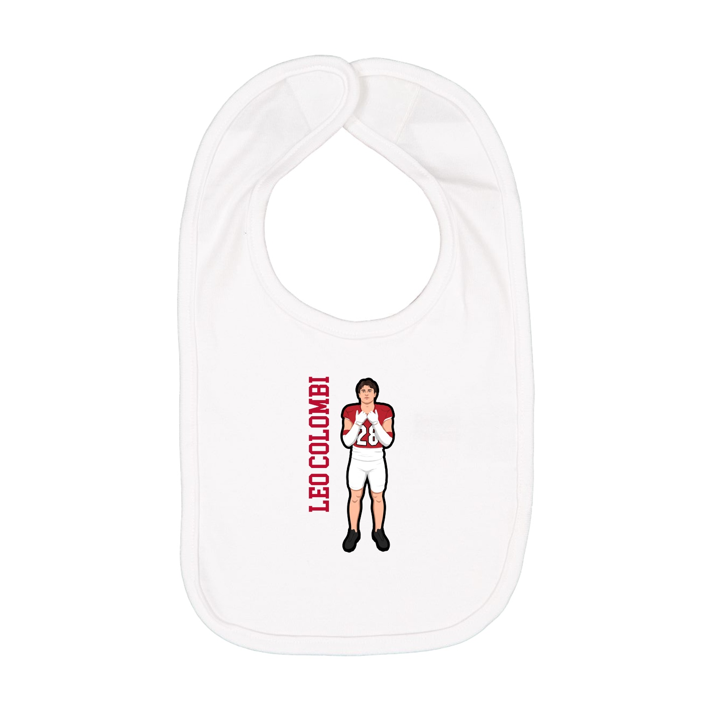 Infant Bib — Name Vertical in White