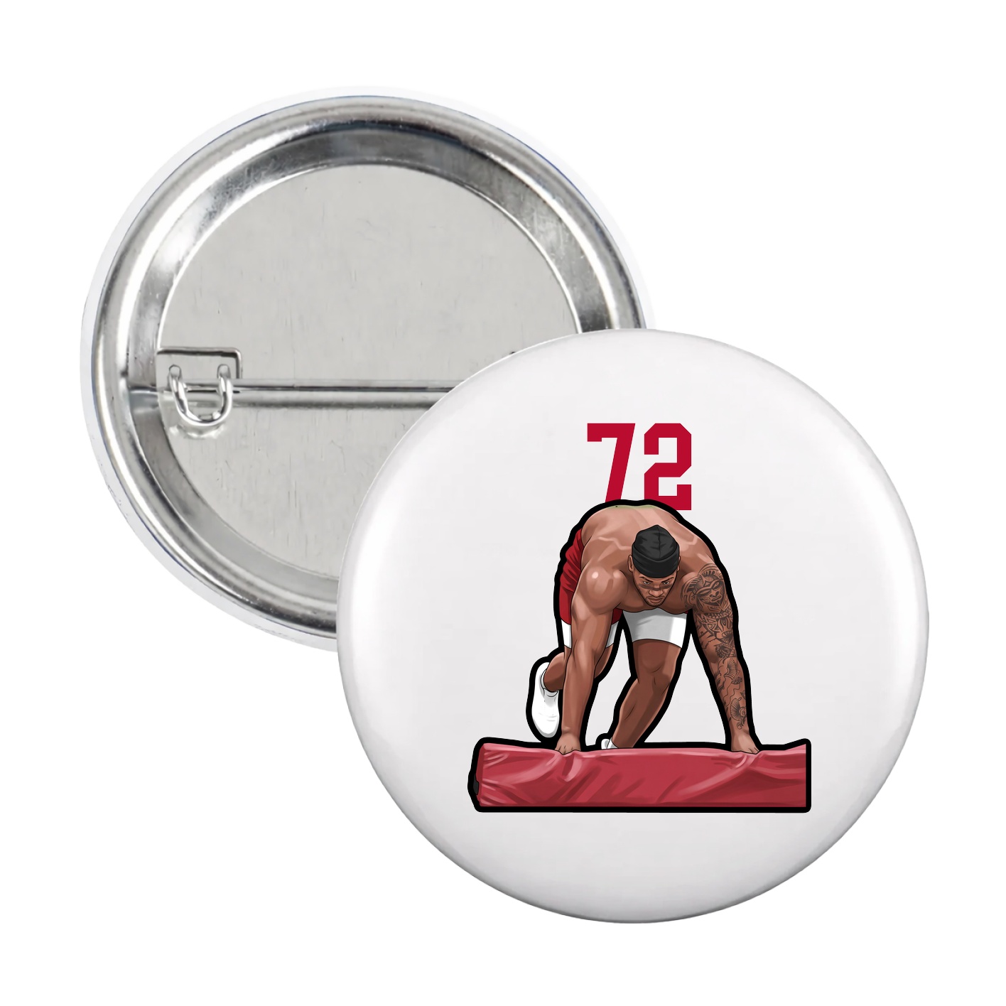 Game Day Button — Number Top in White