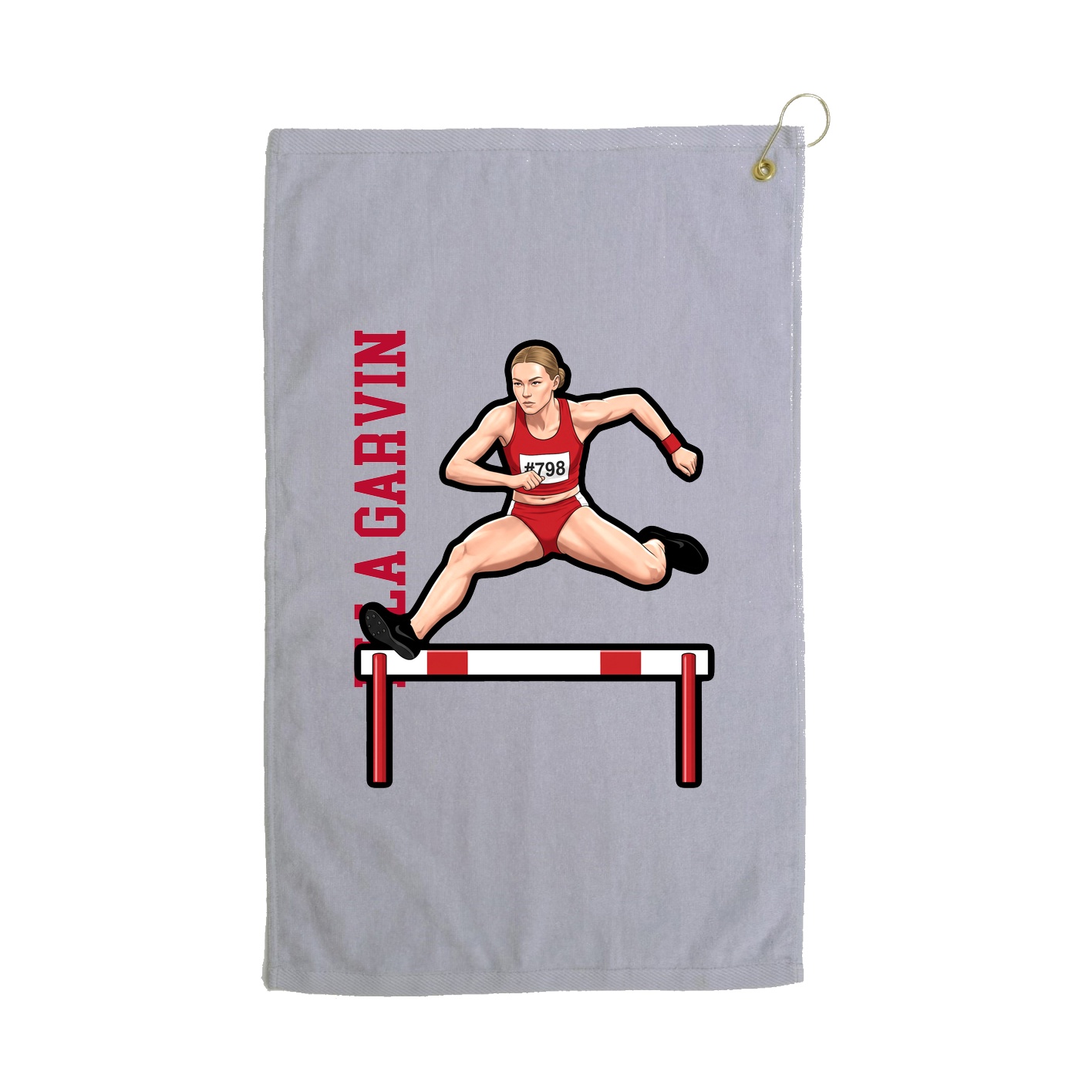 Golf Towel — Name Vertical in Grey
