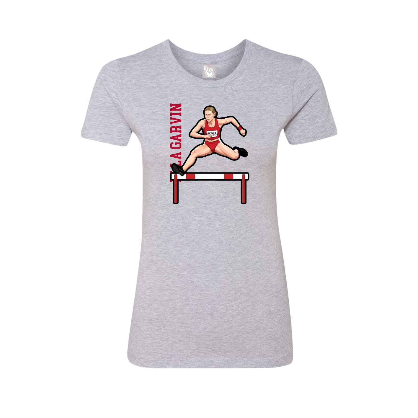 Fitted Women's Tee — Name Vertical in Grey
