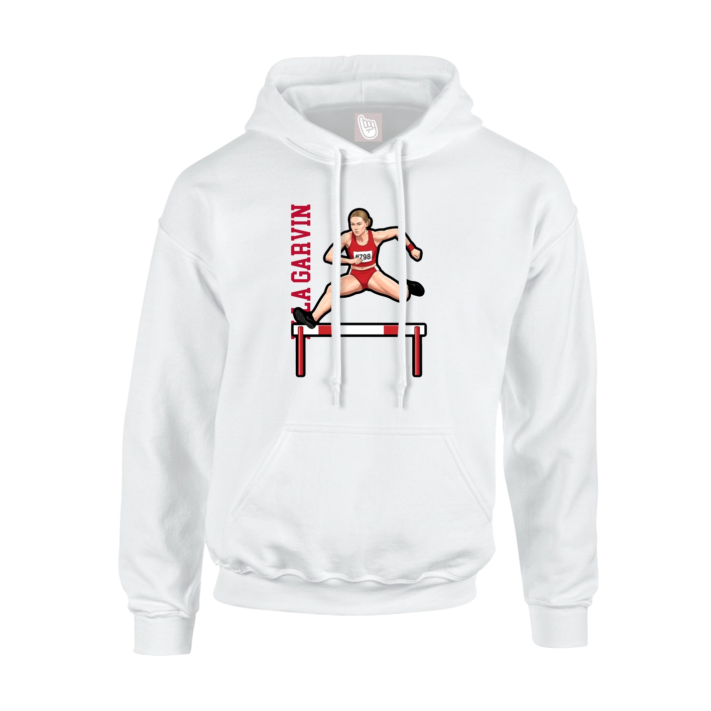 Youth Hoodie — Name Vertical in White