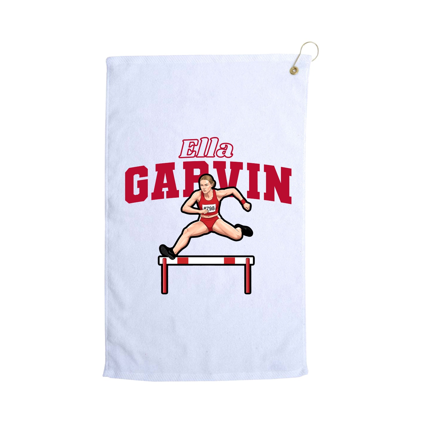 Golf Towel — Name Arch in White