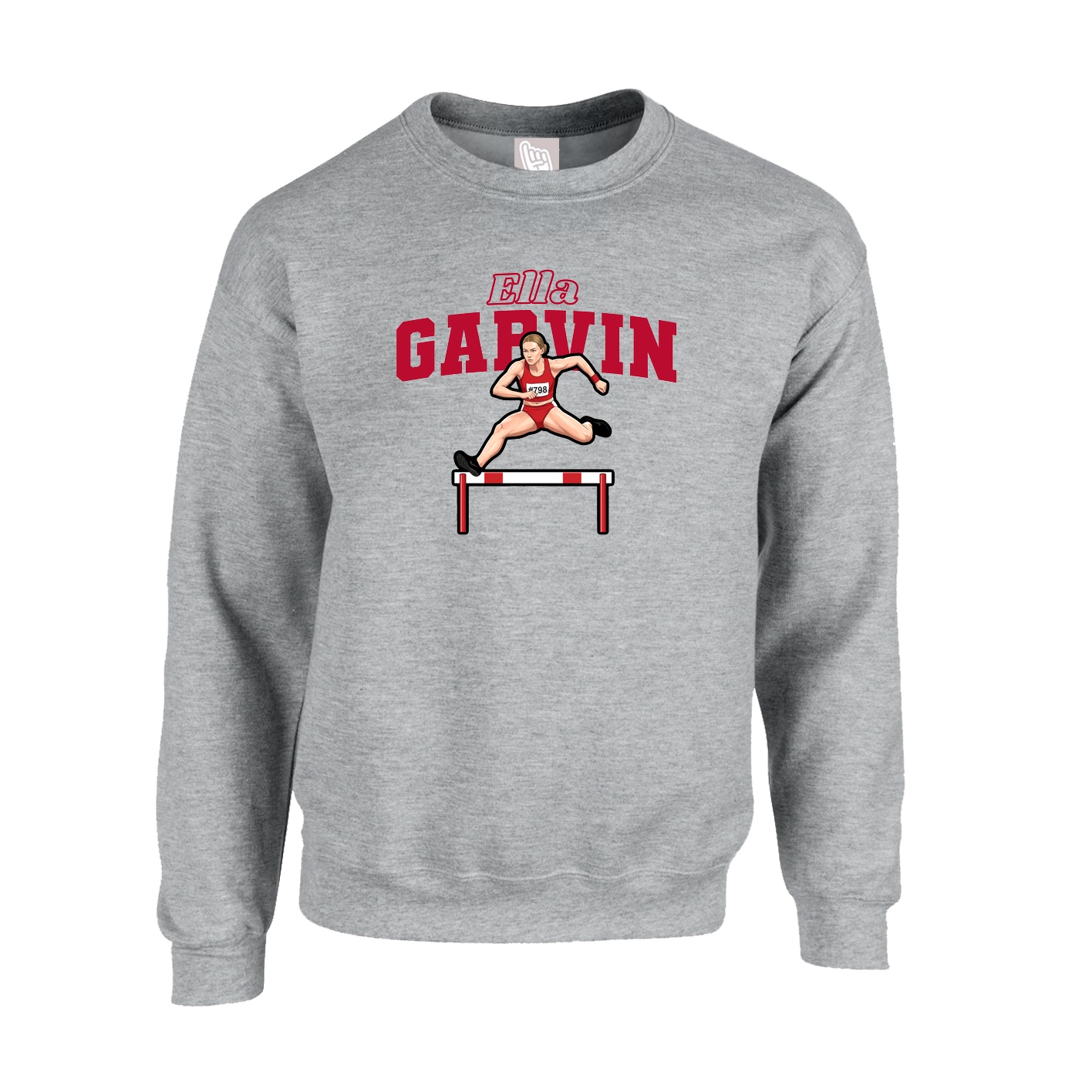 Fleece Crew — Name Arch in Grey