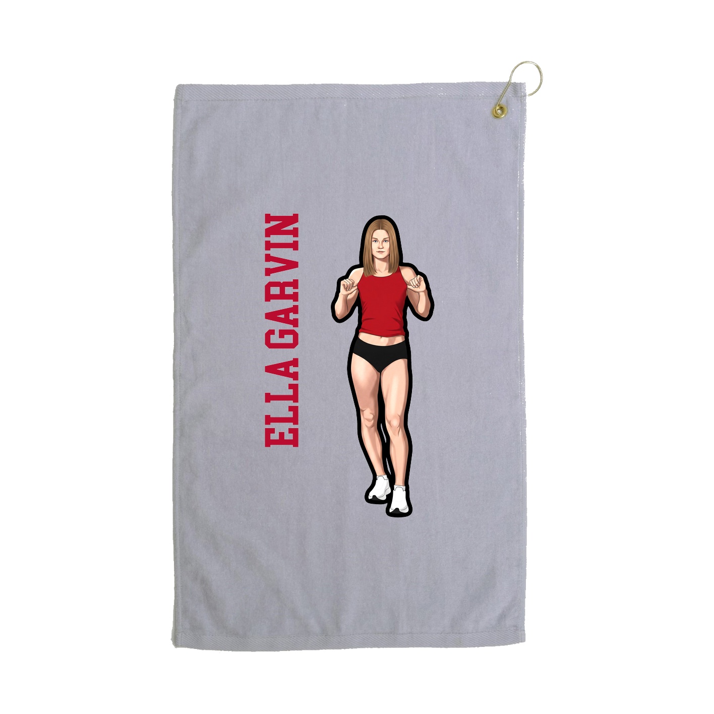 Golf Towel — Name Vertical in Grey