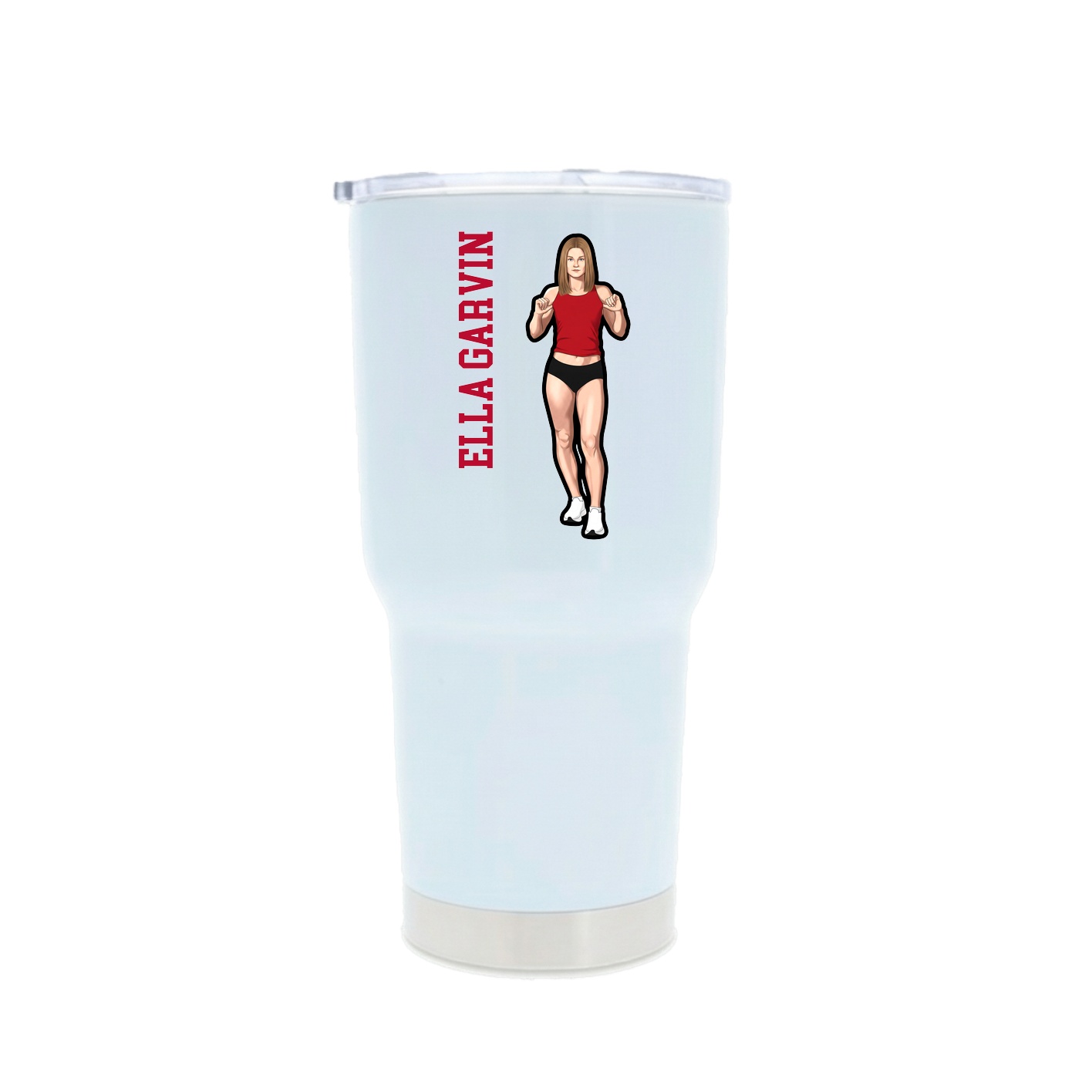30oz Stainless Steel Tumbler — Name Vertical in White