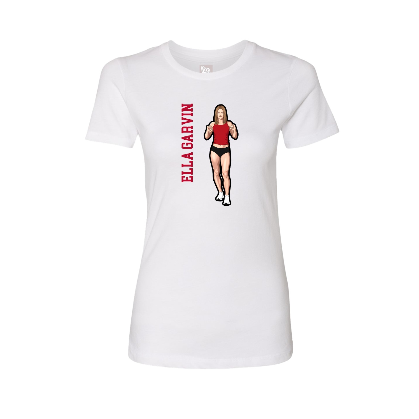 Fitted Women's Tee — Name Vertical in White