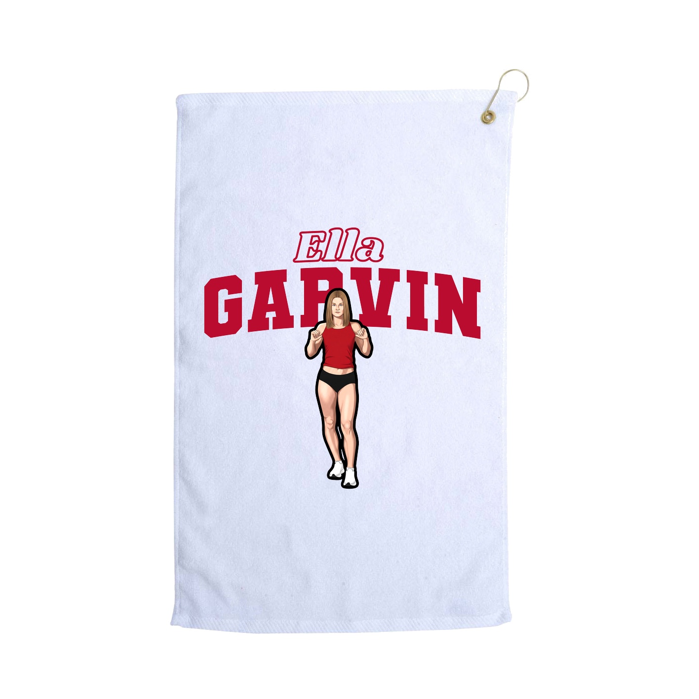 Golf Towel — Name Arch in White