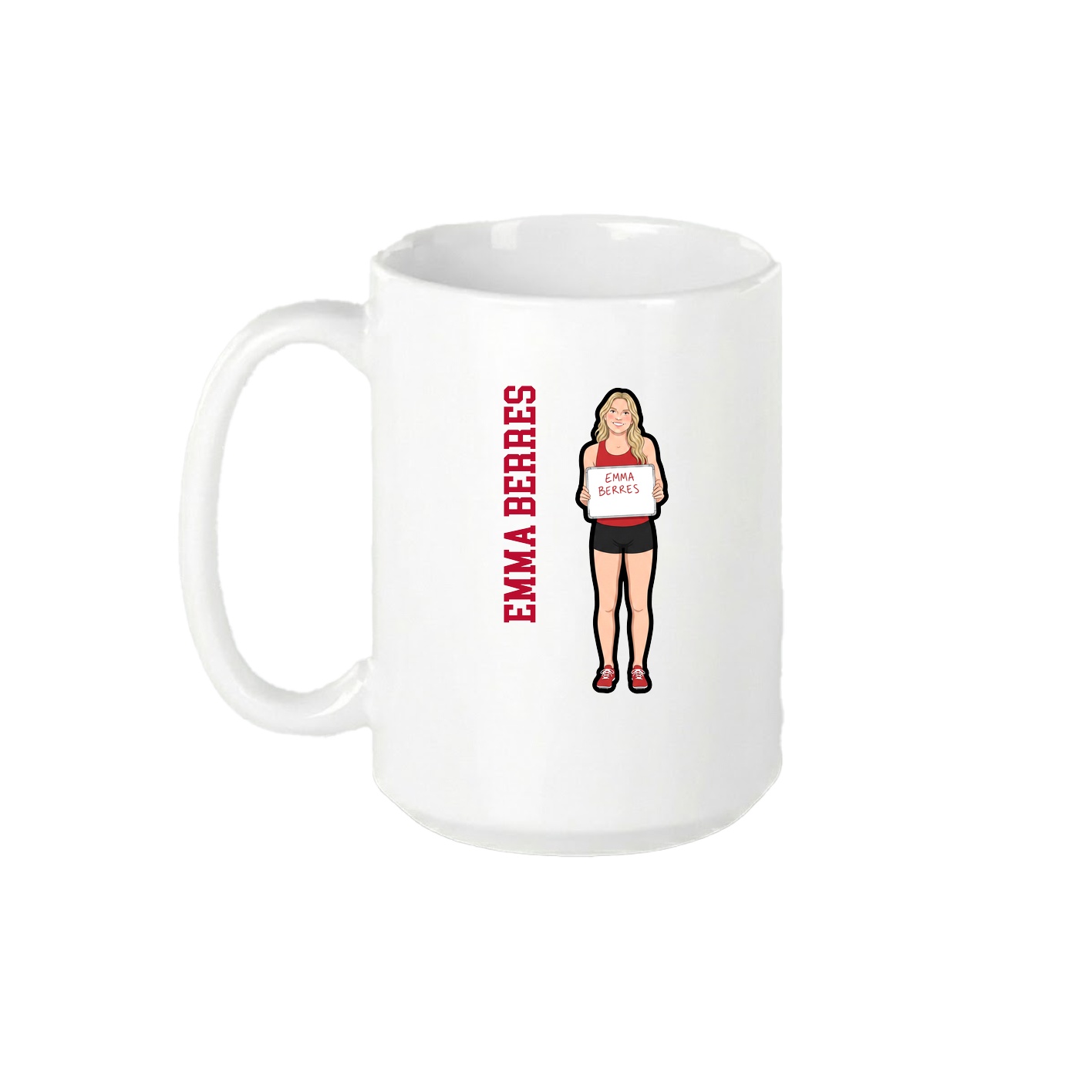 15oz Coffee Mug — Name Vertical in White