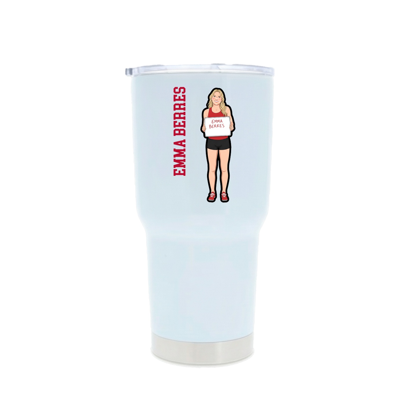 30oz Stainless Steel Tumbler — Name Vertical in White