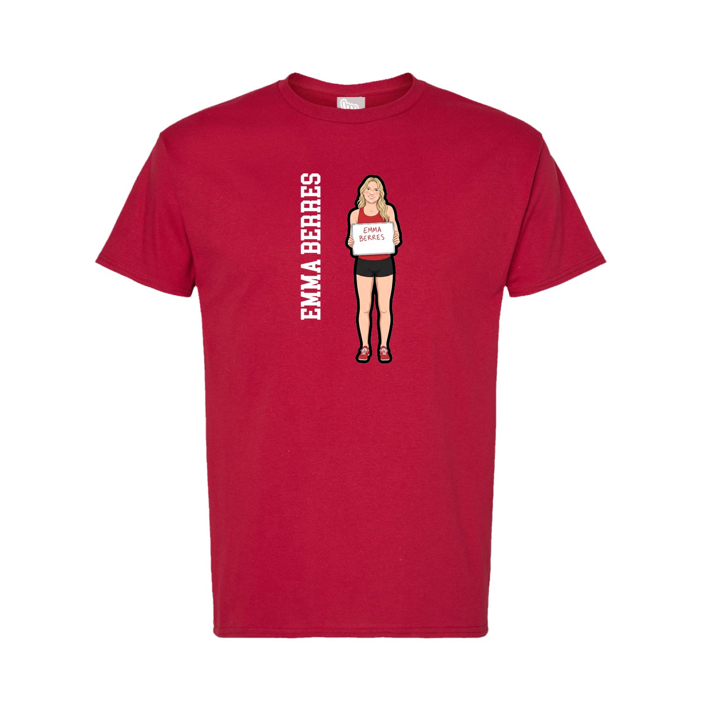 Tee — Name Vertical in Crimson