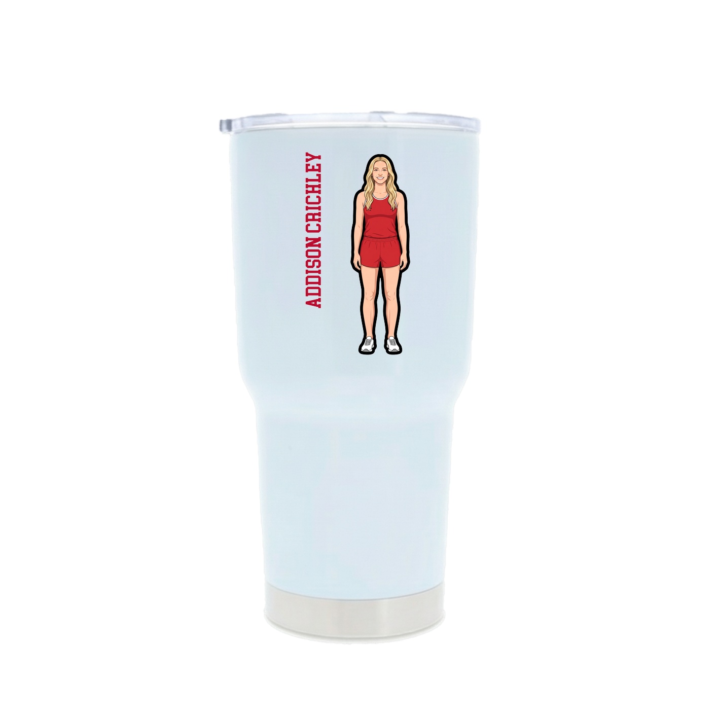 30oz Stainless Steel Tumbler — Name Vertical in White