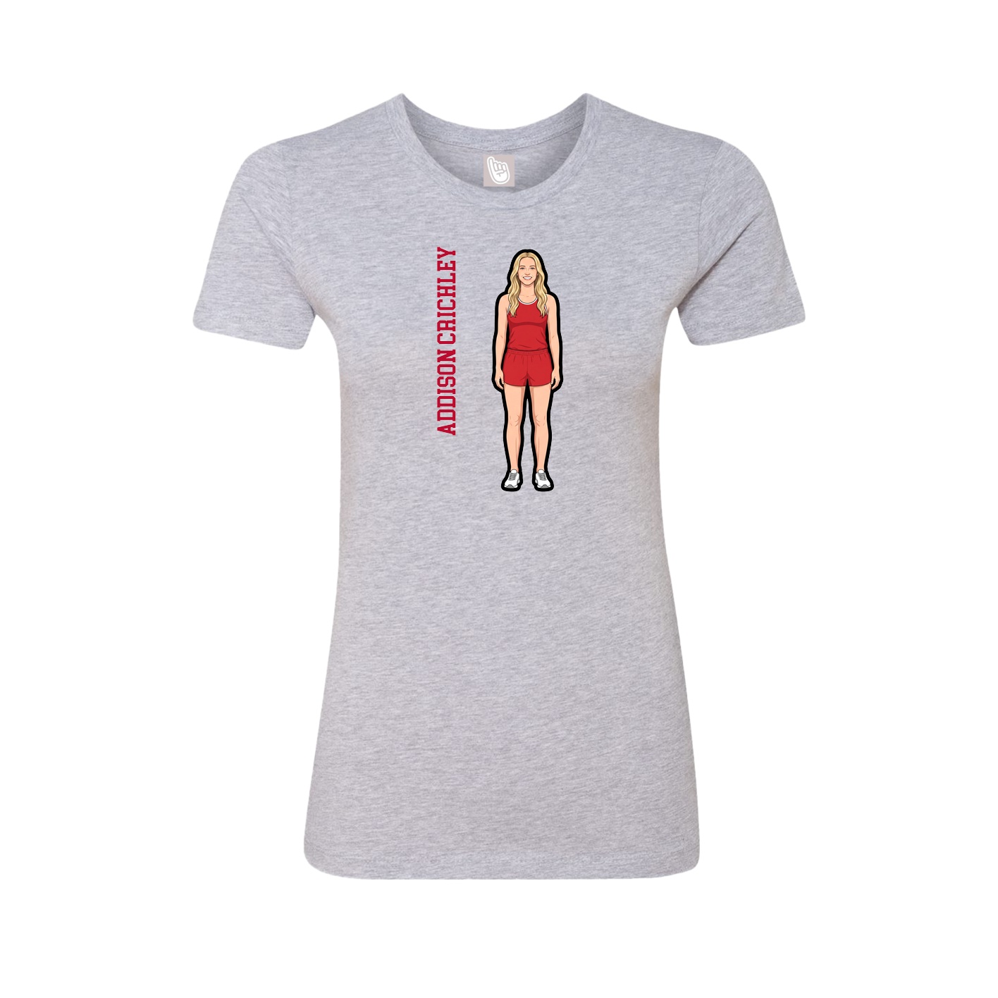Womens Tee — Name Vertical in Grey