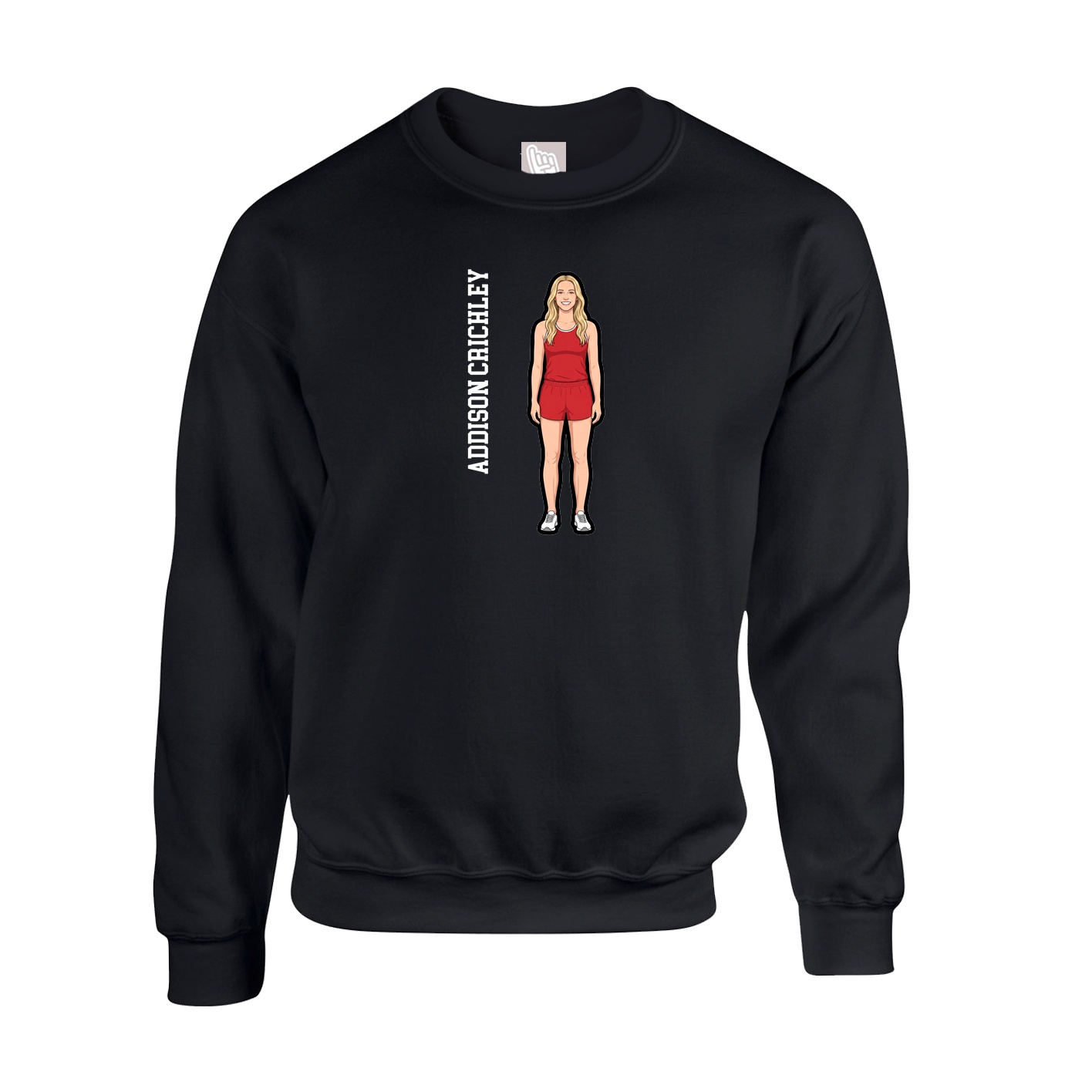 Fleece Crew — Name Vertical in Black
