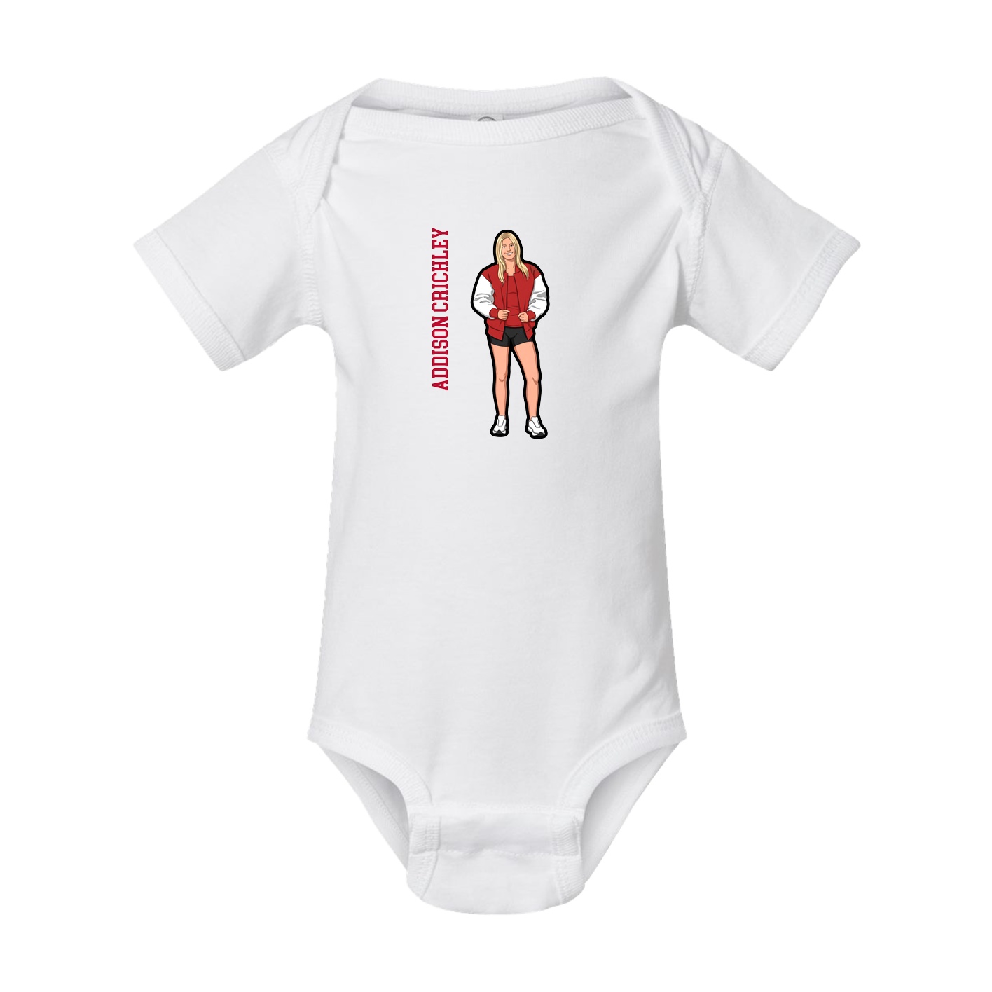 Baby Onesie — Name Vertical in White