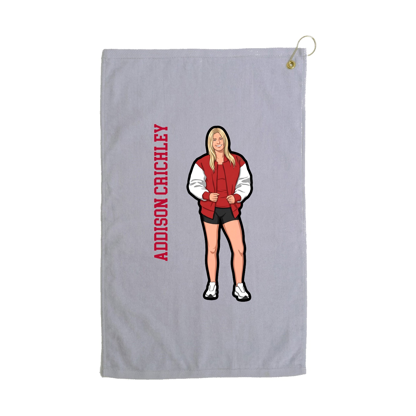 Golf Towel — Name Vertical in Grey