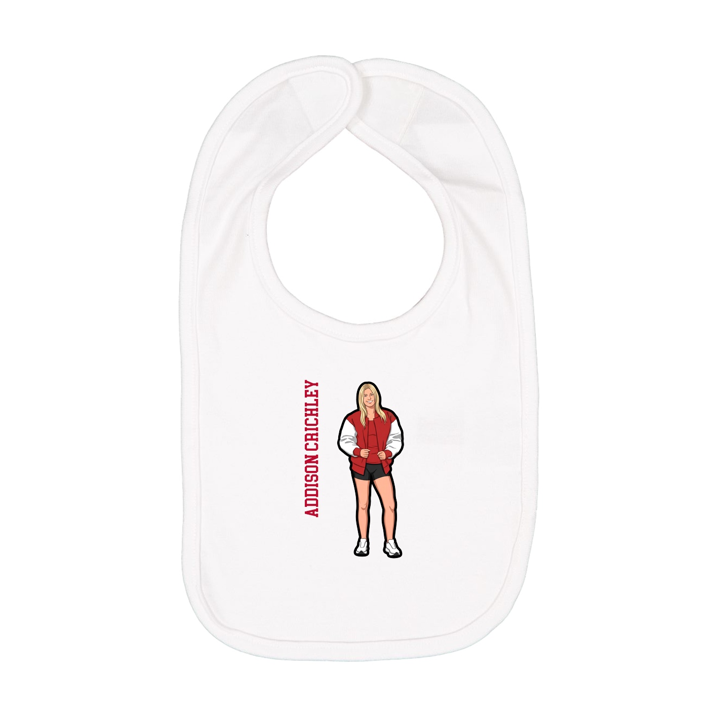 Infant Bib — Name Vertical in White