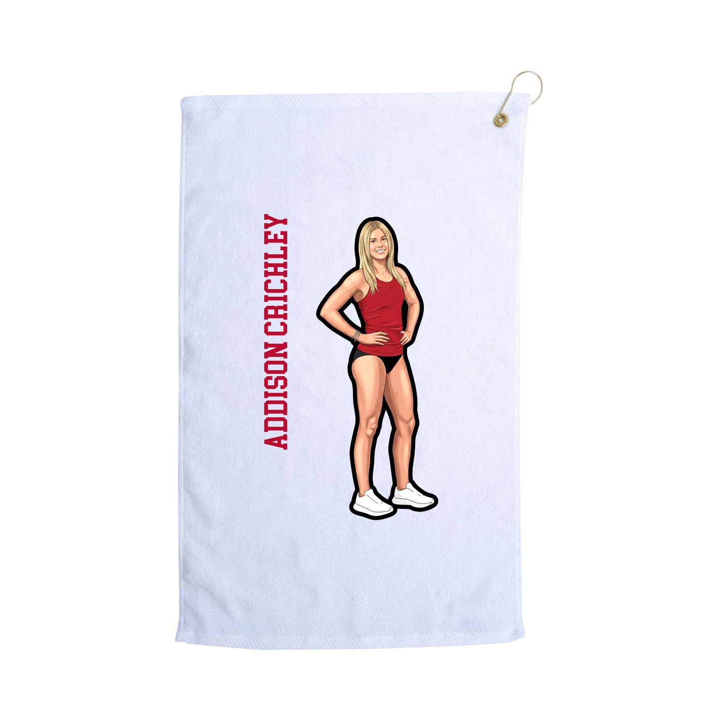 Golf Towel — Name Vertical in White