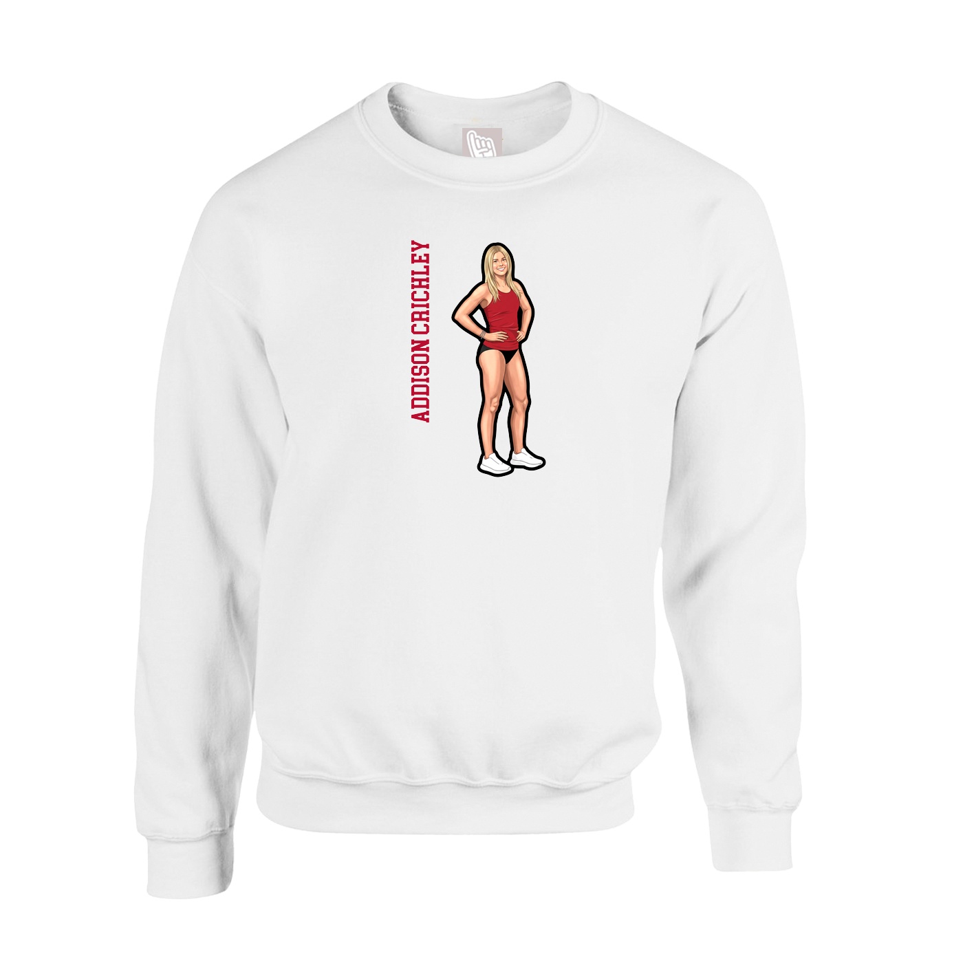 Fleece Crew — Name Vertical in White