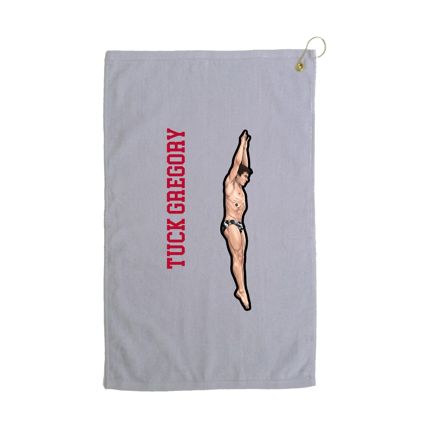 Golf Towel — Name Vertical in Grey