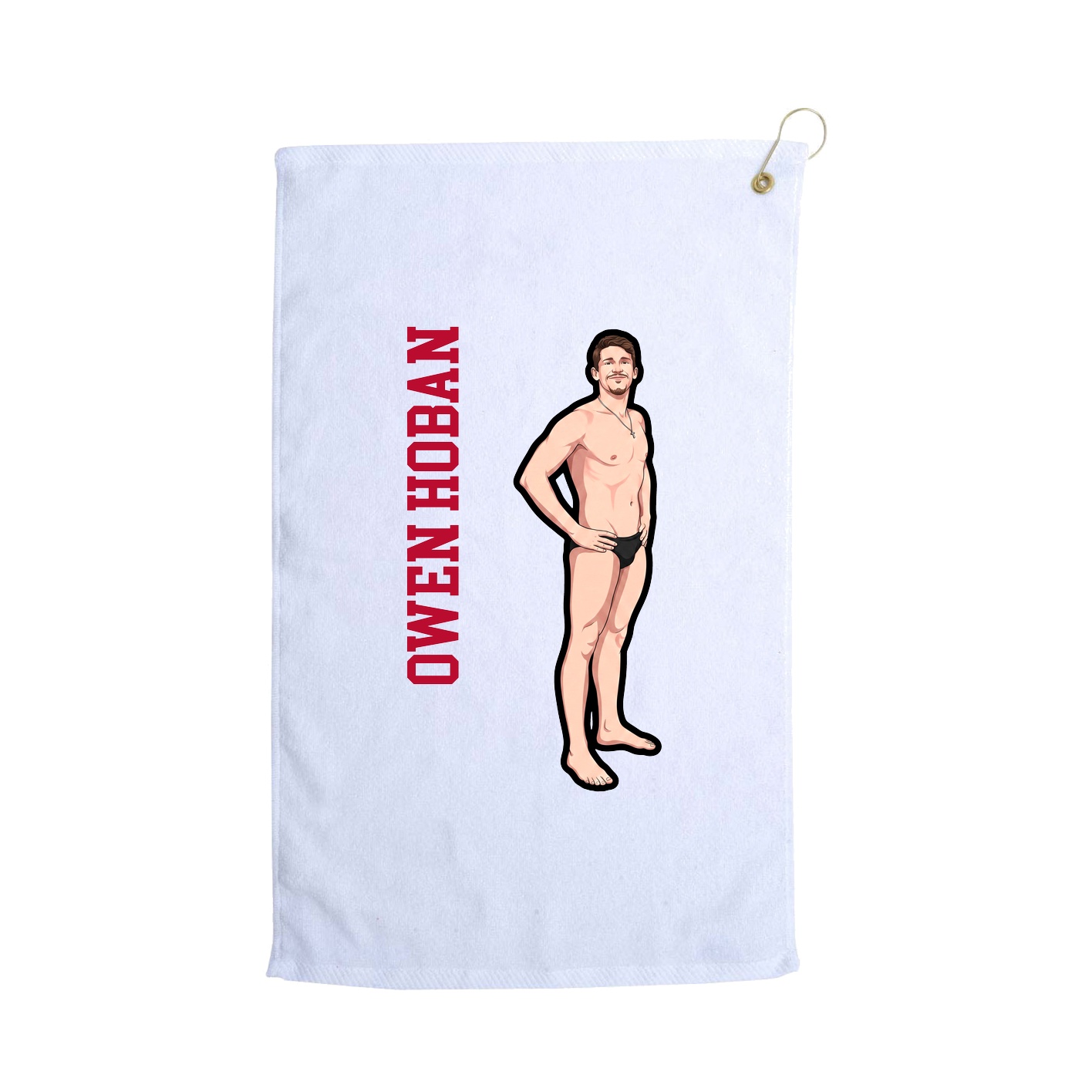 Golf Towel — Name Vertical in White