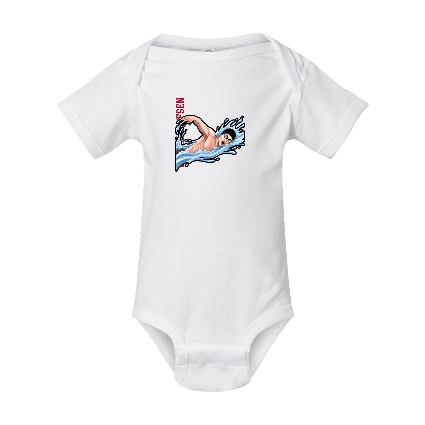 Baby Onesie — Name Vertical in White