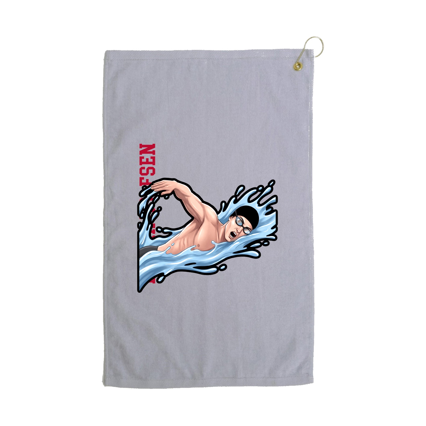 Golf Towel — Name Vertical in Grey